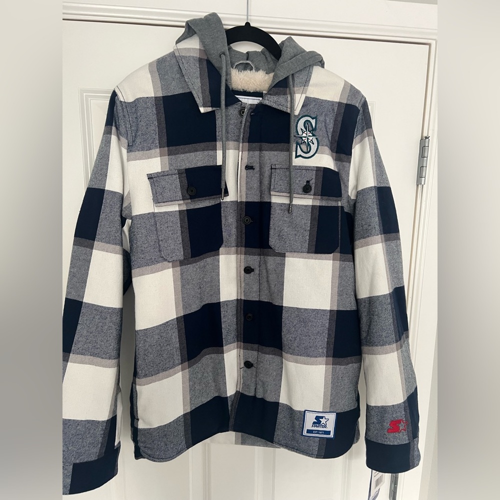 Plaid, Sherpa-lined Seattle Mariners jacket- NWT
